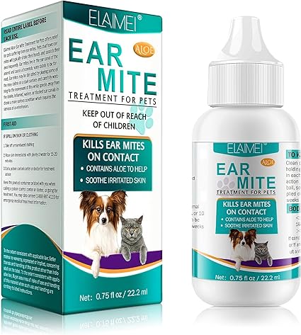 ACEITE DE ÁCAROS DEL OIDO 22ml - CUIDADO SUAVE DELAS OREJAS DE PERROS, GATOS Y ROEDORES, ELIMINACION DE ÁCAROS, ADECUADO PARA TODO TIPO DE ANIMALES PEQUEÑOS