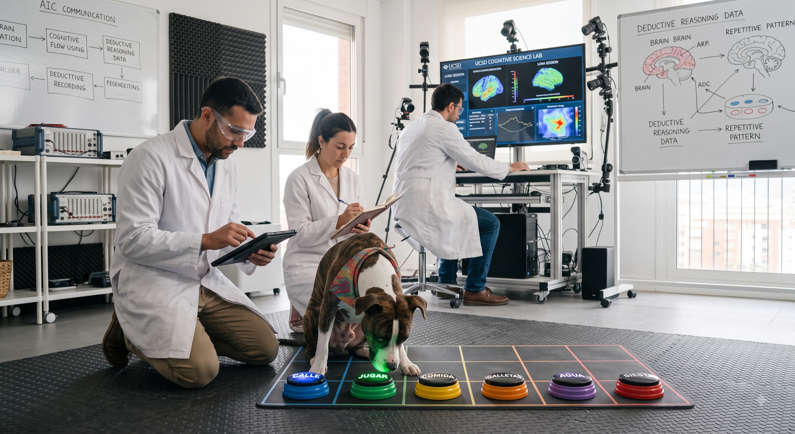 Cuando los perros aprenden a hablar: la ciencia de los botones de sonido y la cognición canina 2 Gemini Generated Image lc8gthlc8gthlc8g scaled